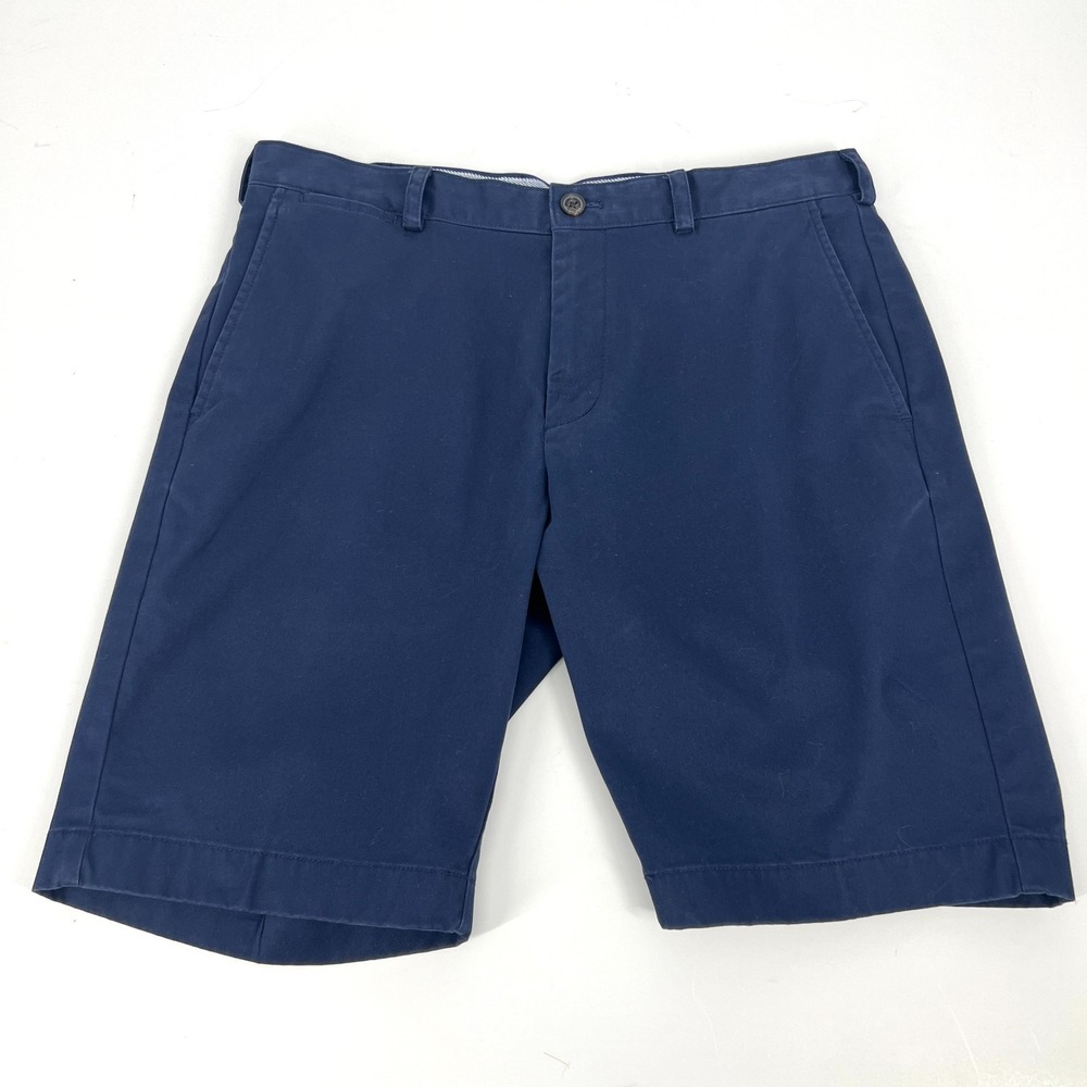 Brooks Brothers 1818 Chino Shorts Mens Size 35 Navy Flat Front Casual 9" Inseam